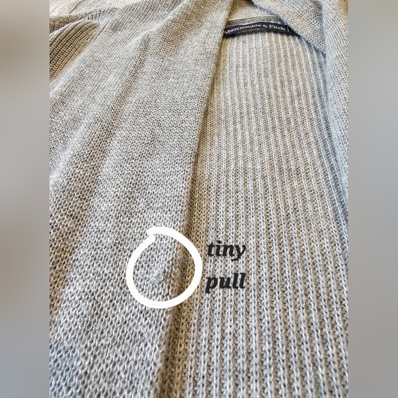 Abercrombie & Fitch Women's Size Medium Gray Knit Longline Open Cardigan Pockets - Picture 10 of 12